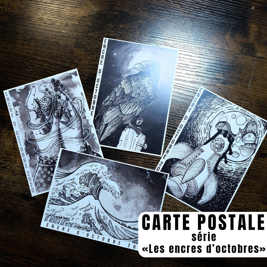 Carte Postale - Set de 4 cartes postales série "Les Encres d'octobre"