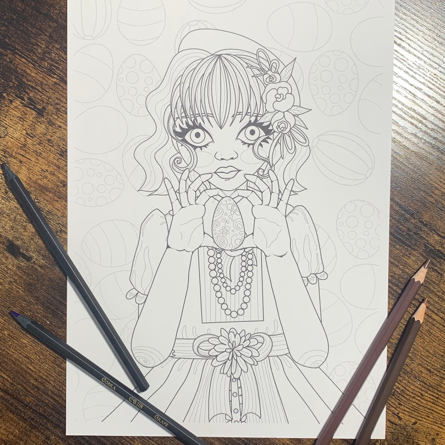 Illustration à colorier - Portrait de Pâques