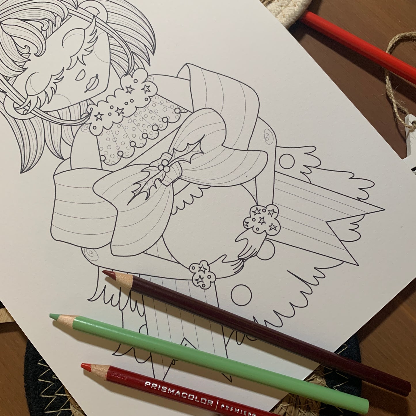 Illustration à colorier - Gift Christmas Girl
