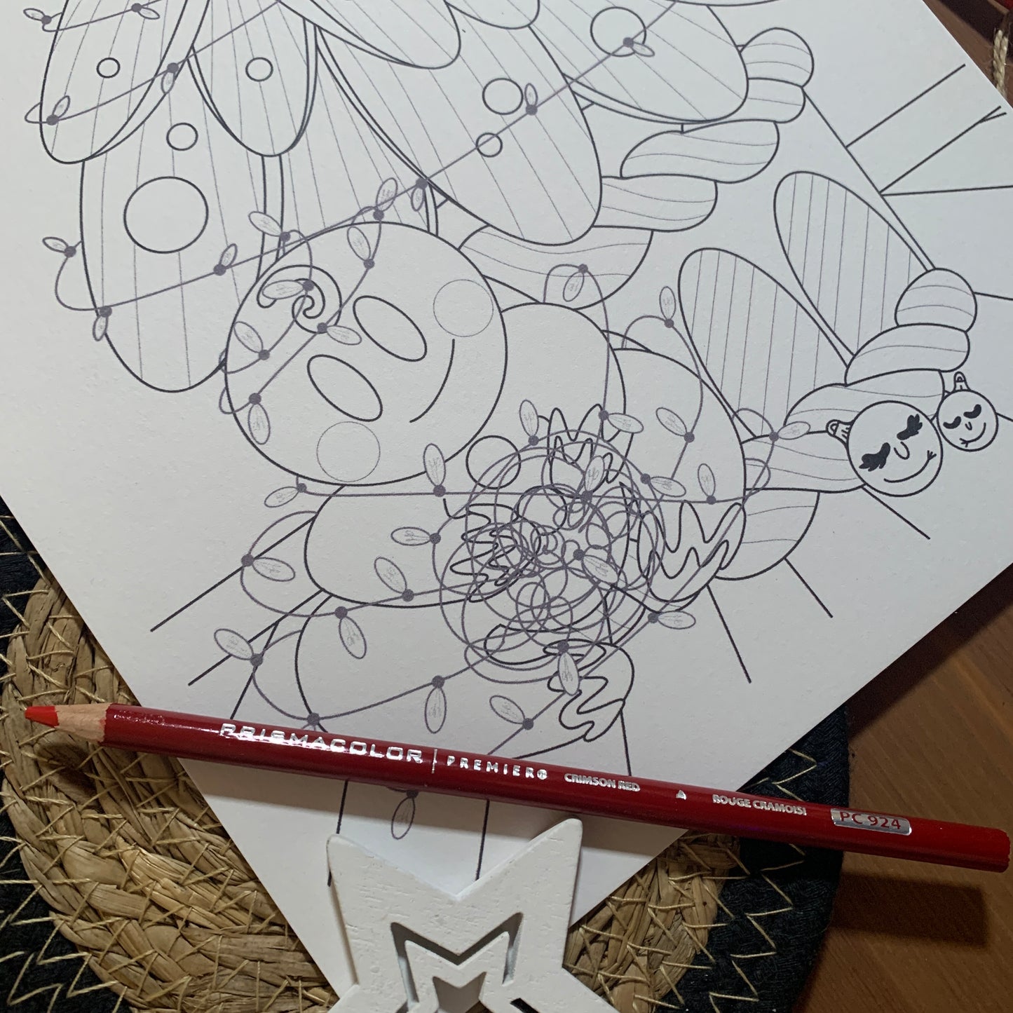 Illustration à colorier - Décoration du sapin de noël