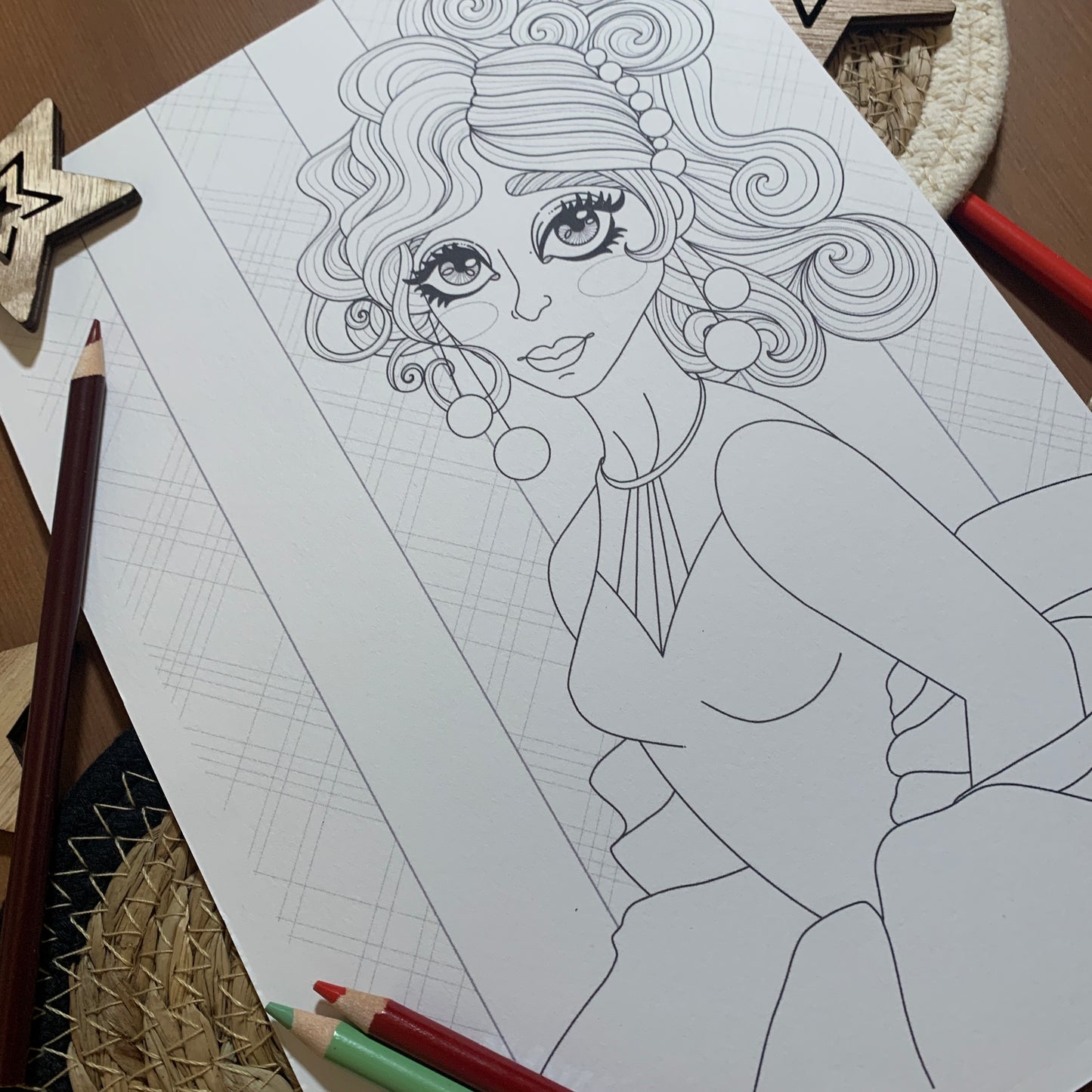 Illustration à colorier - Portrait de Noël