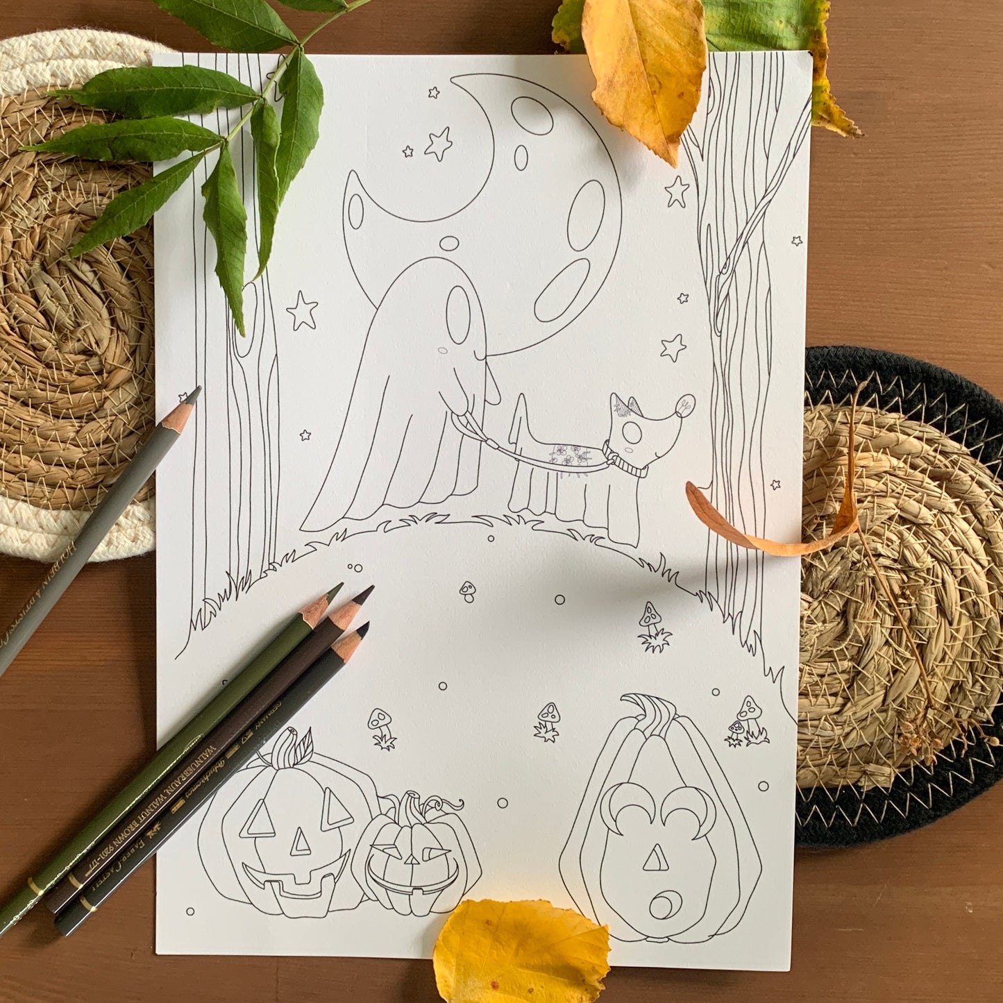 Set de 3 Coloriages - Spooky Ghost