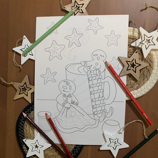 Illustration à colorier - Bonhomme en pain d'épice