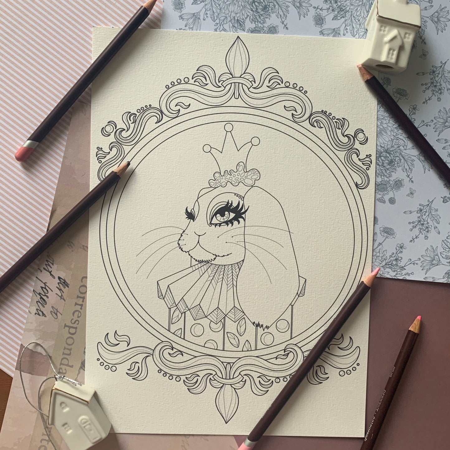 Illustration à colorier - La Reine Lapine