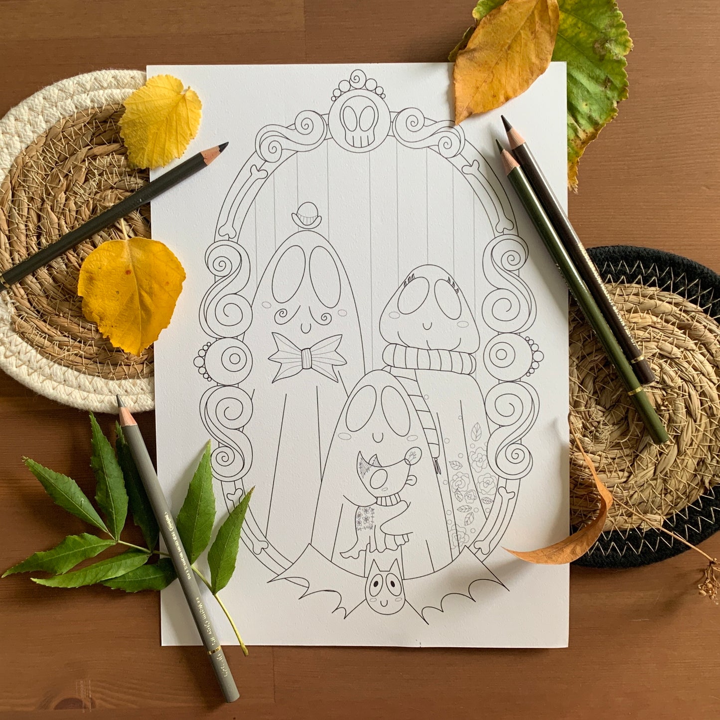 Set de 3 Coloriages - Ghost Family
