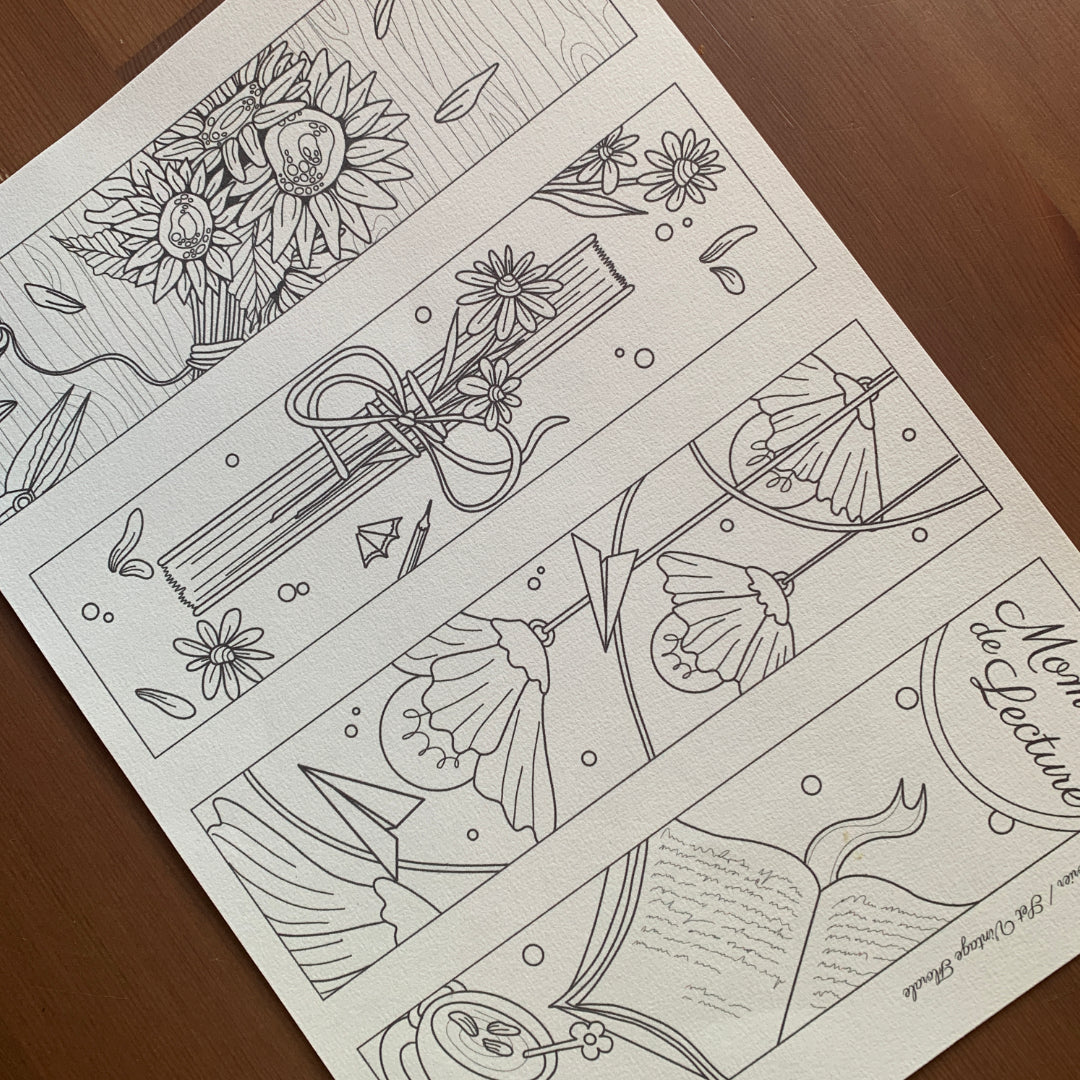 "Vintage Florale" - Lot de 4 Marques-Pages à Colorier