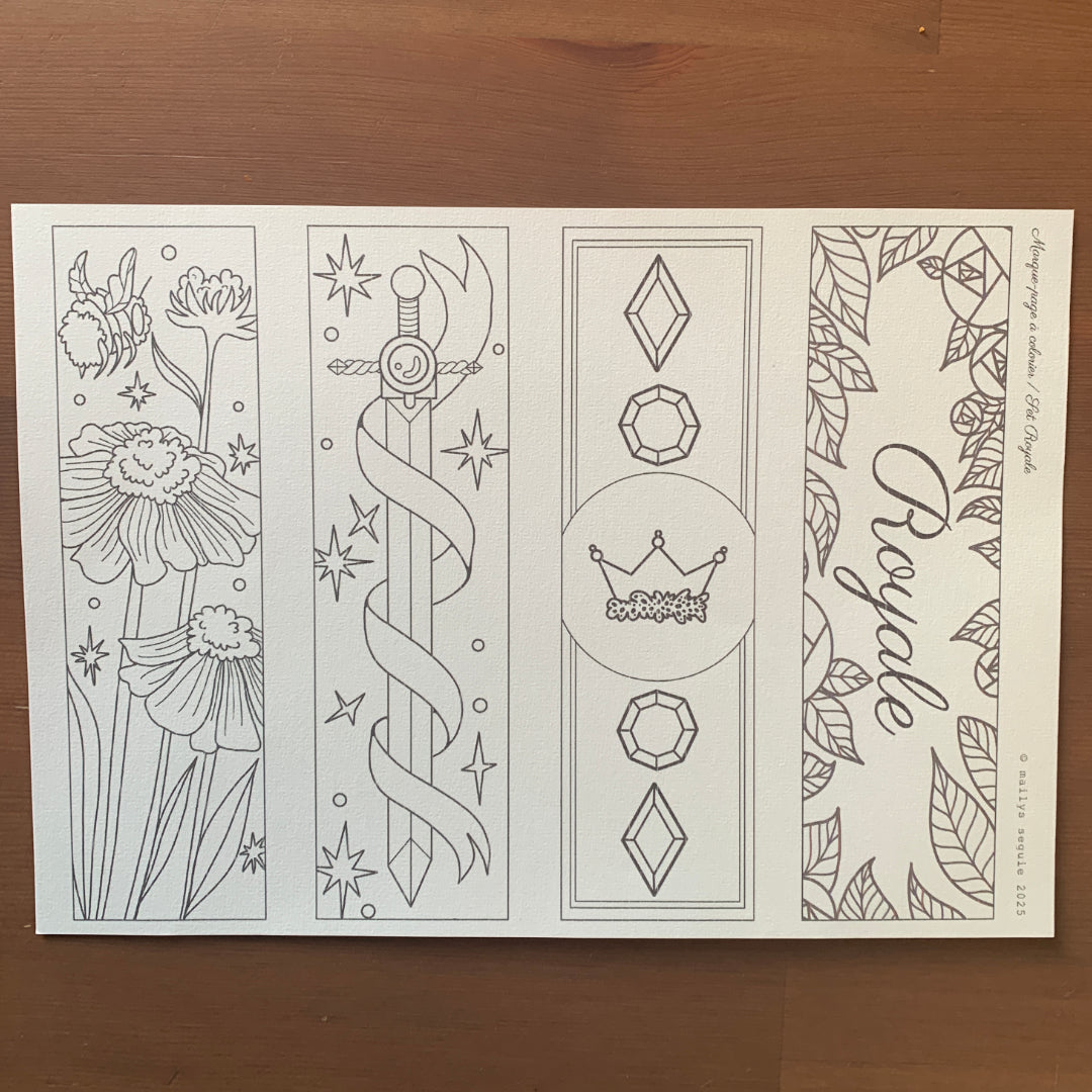 "Royale" - Lot de 4 Marques-Pages à Colorier