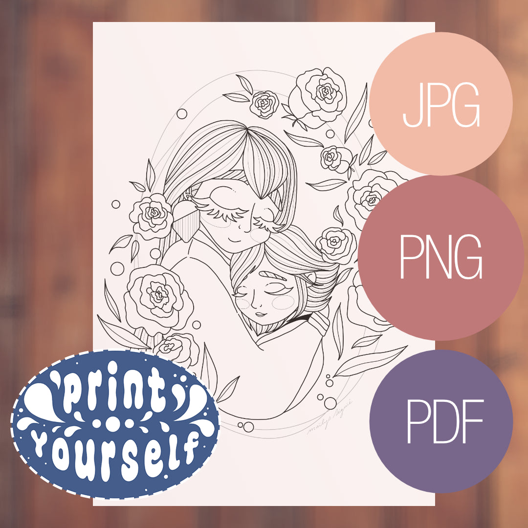 "Mère & Fille" - Coloriage Numérique à Imprimer