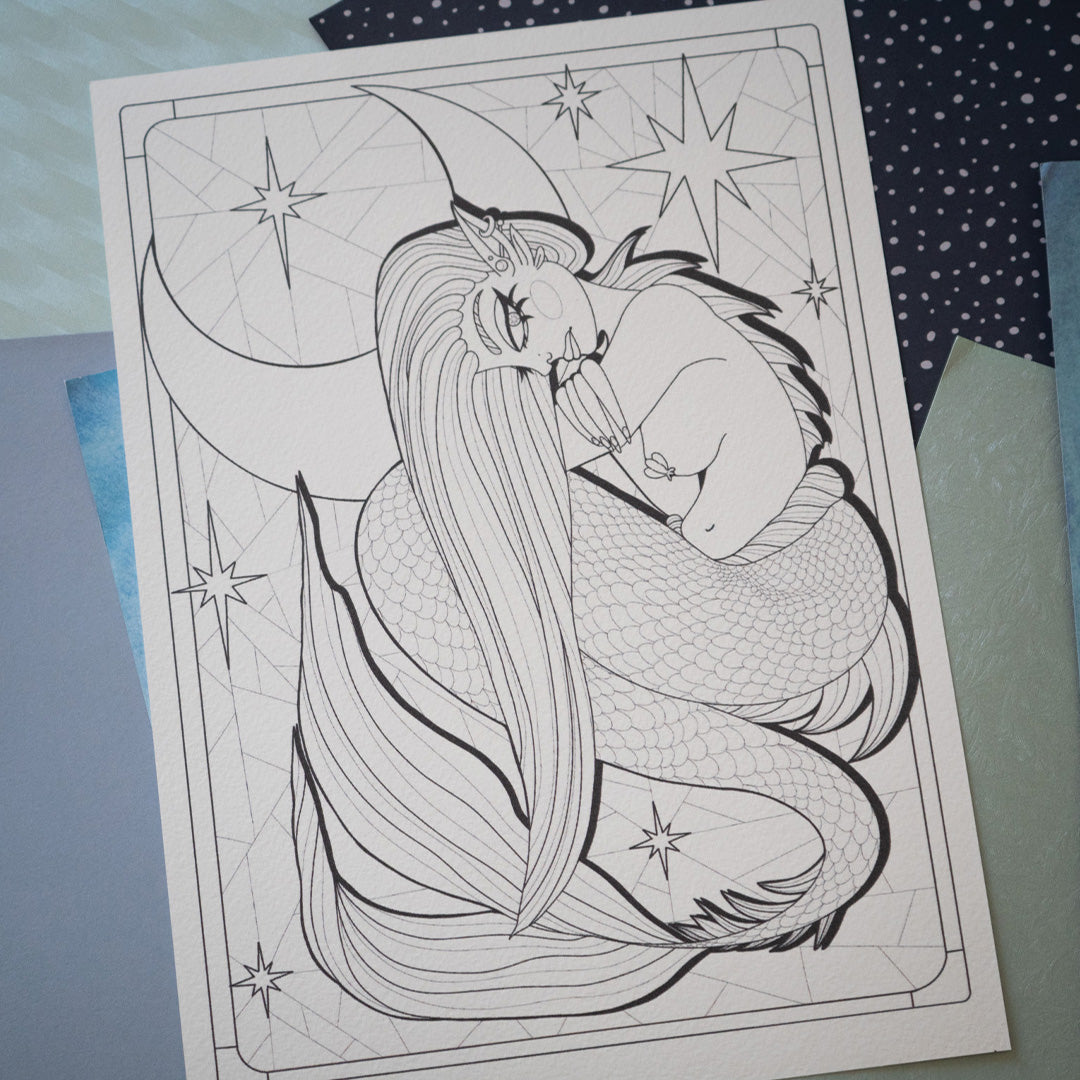 Illustration à colorier - Moon Sirena