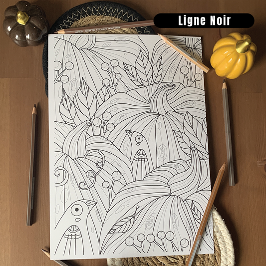 Illustration à colorier - Rêve de citrouille