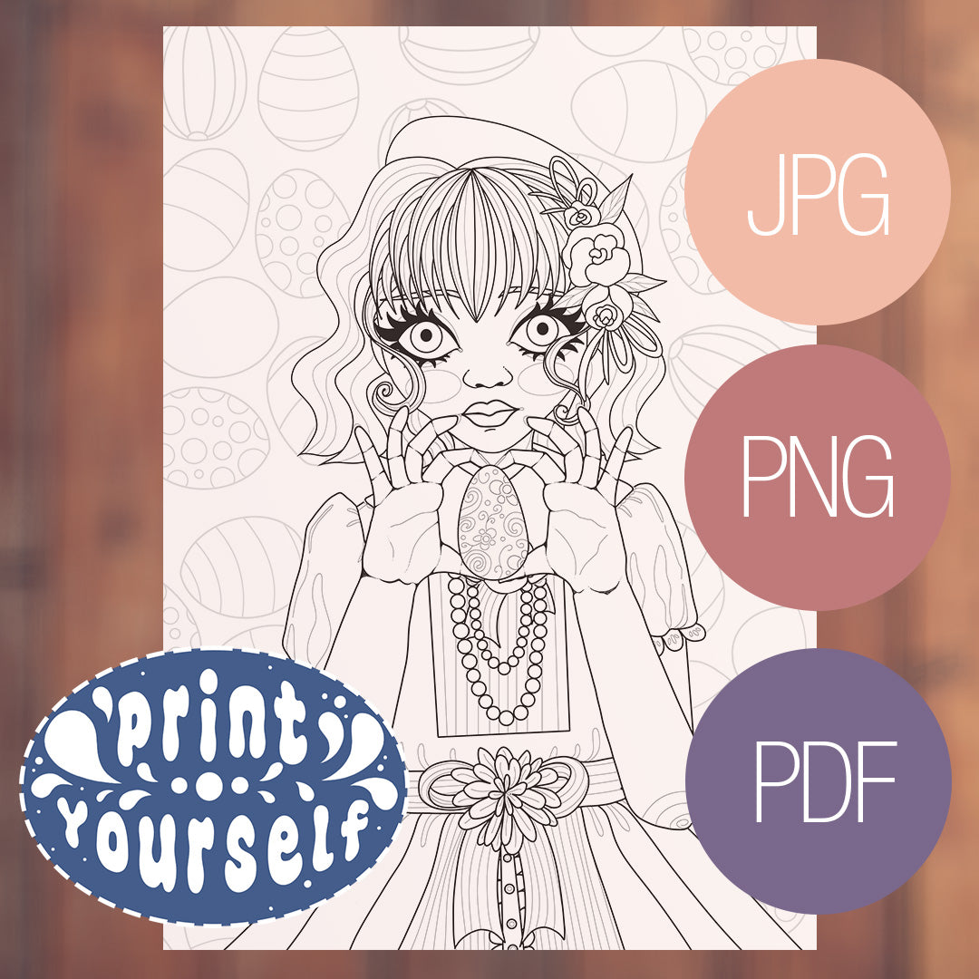 Illustration à colorier - Portrait de Pâques