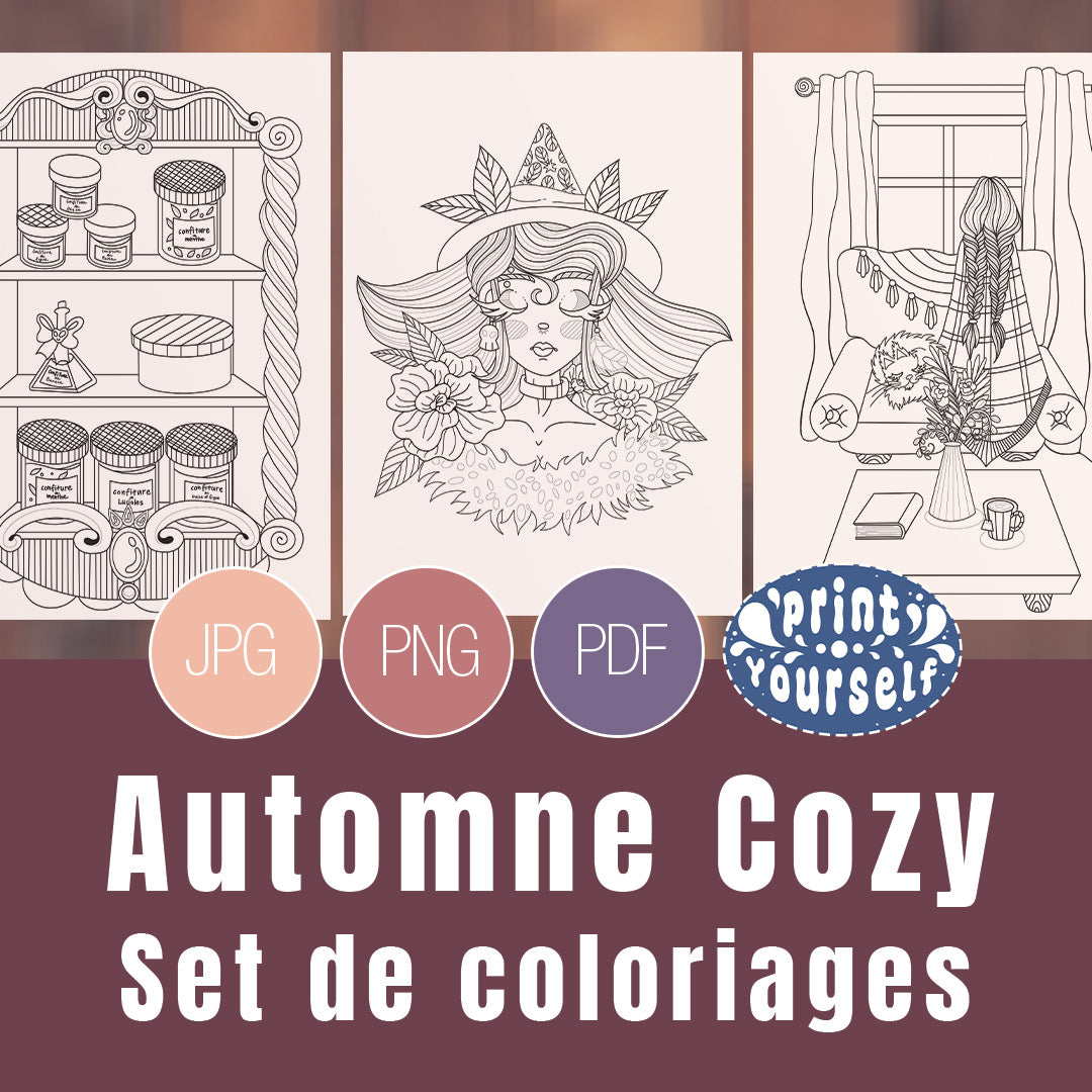 Set de 3 Coloriages - Automne Cozy