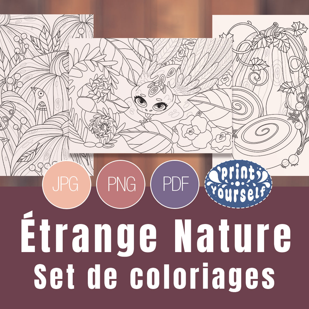 Set de 3 Coloriages - Étrange Nature