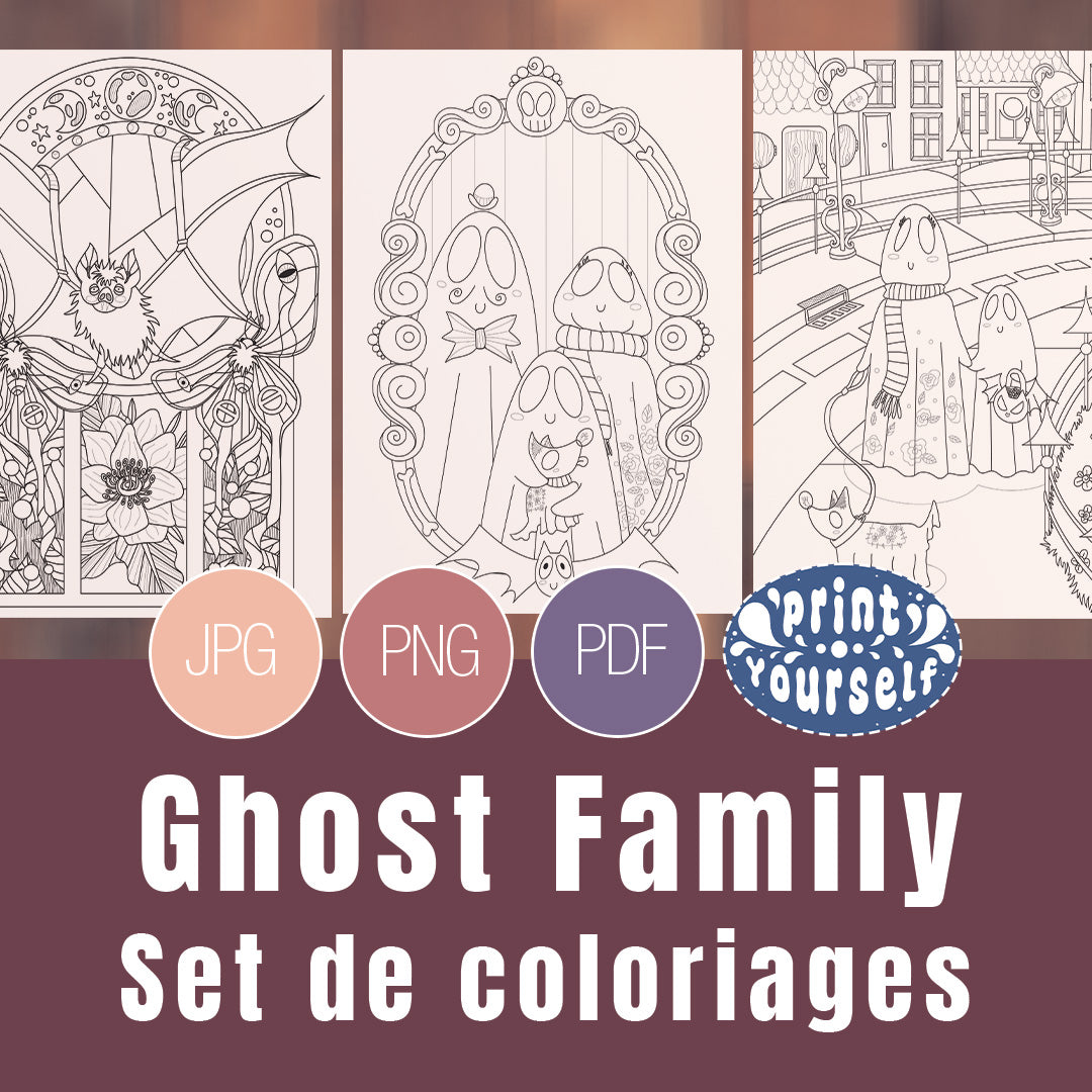 Set de 3 Coloriages - Ghost Family