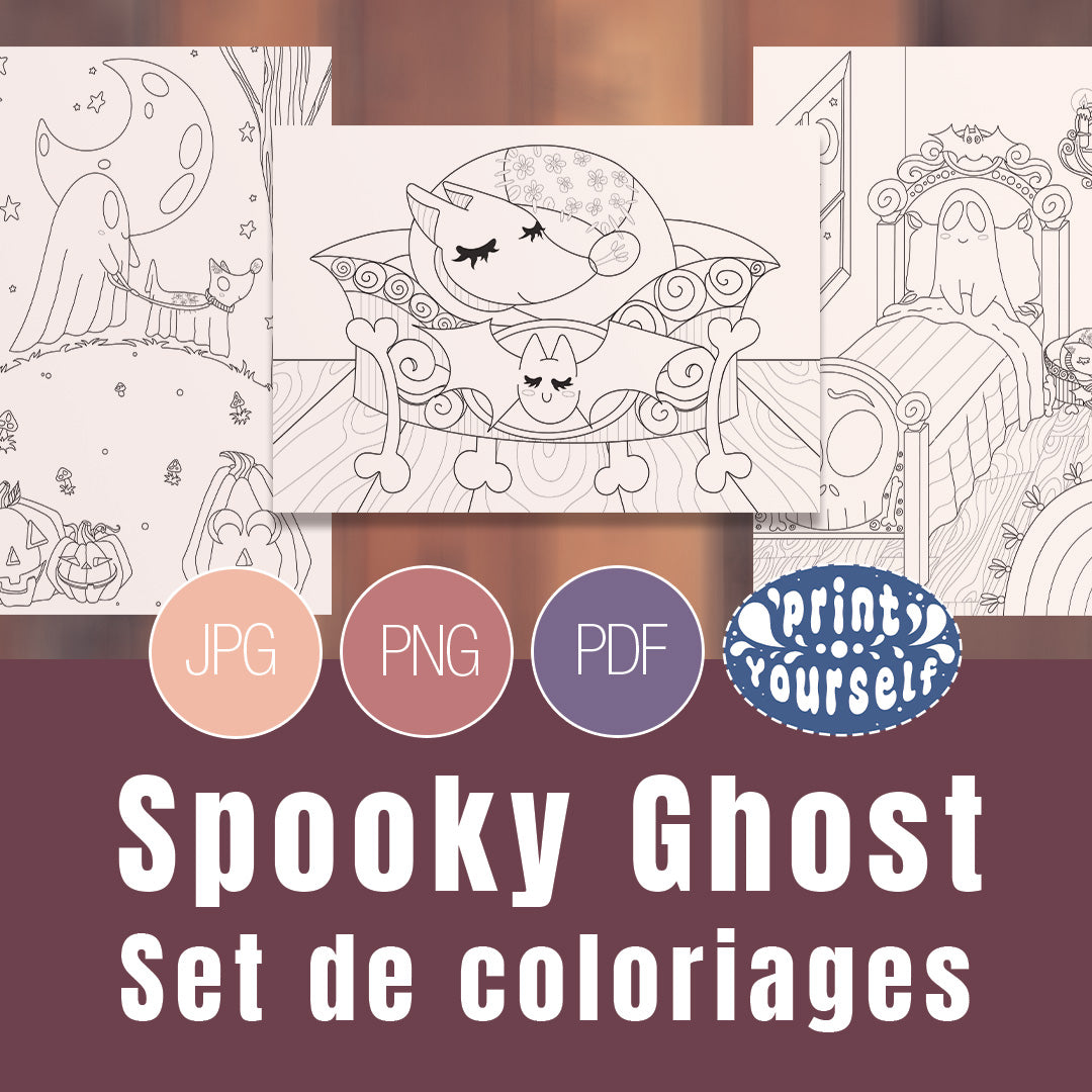 Set de 3 Coloriages - Spooky Ghost