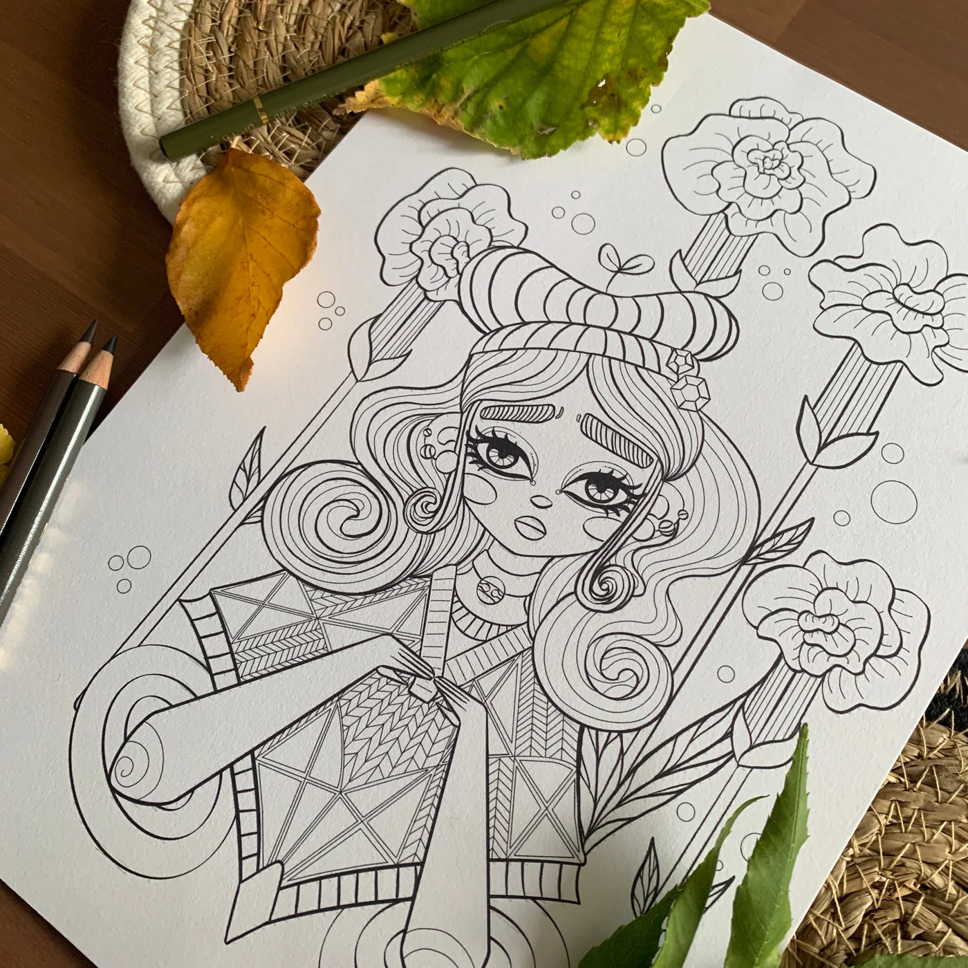 Flower Girl, le dessin original de Maïlys Séguié avant la mise en couleur