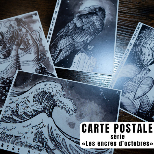 Carte Postale - Set de 4 cartes postales série "Encre d'octobre"