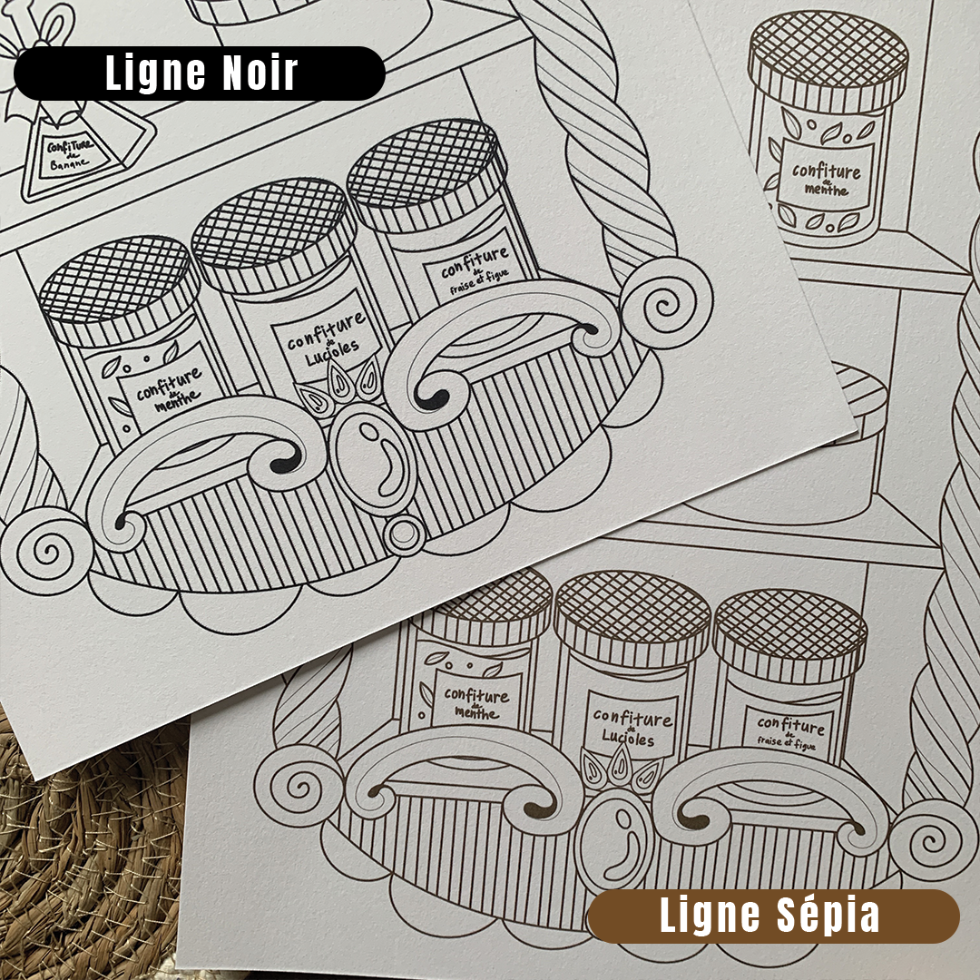 Illustration à colorier - L'étagère à confiture