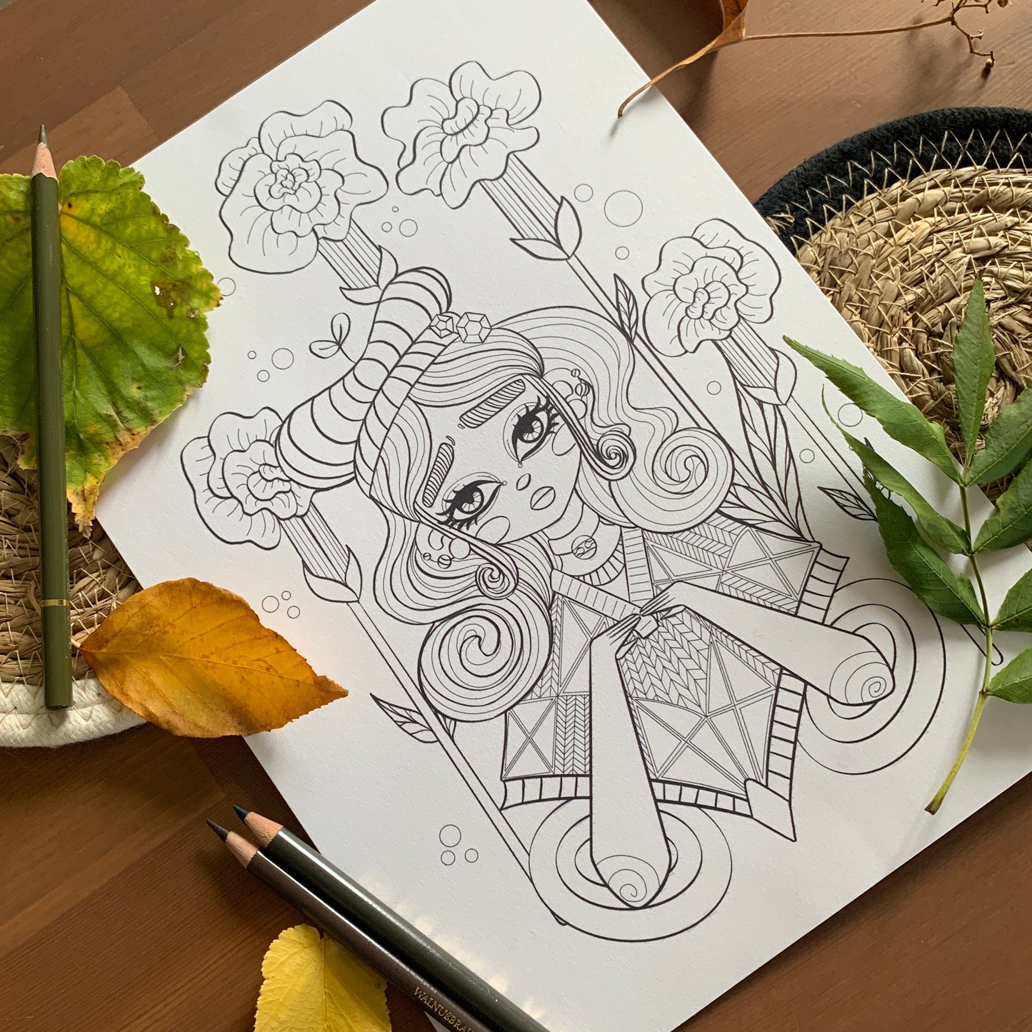 Illustration à colorier - Flower Girl