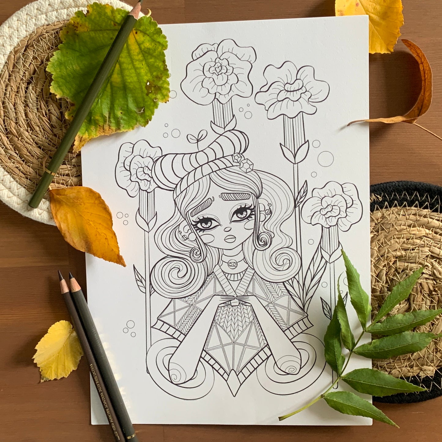 Illustration à colorier - Flower Girl