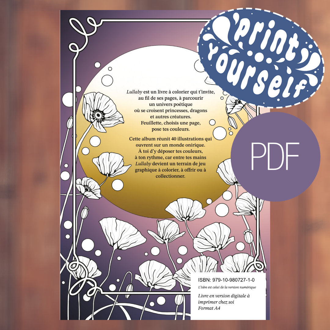 Lullaby — Coloriage adulte PDF A4 à imprimer (40 pages)