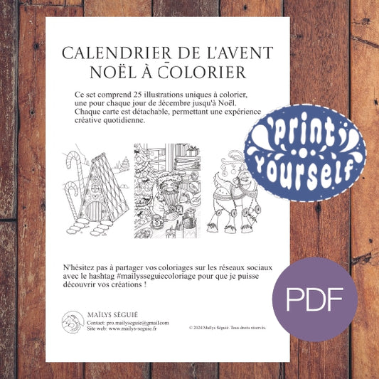 Calendrier de l’Avent à Colorier : 25 Jours de Magie à Imprimer chez soi (Version PDF)