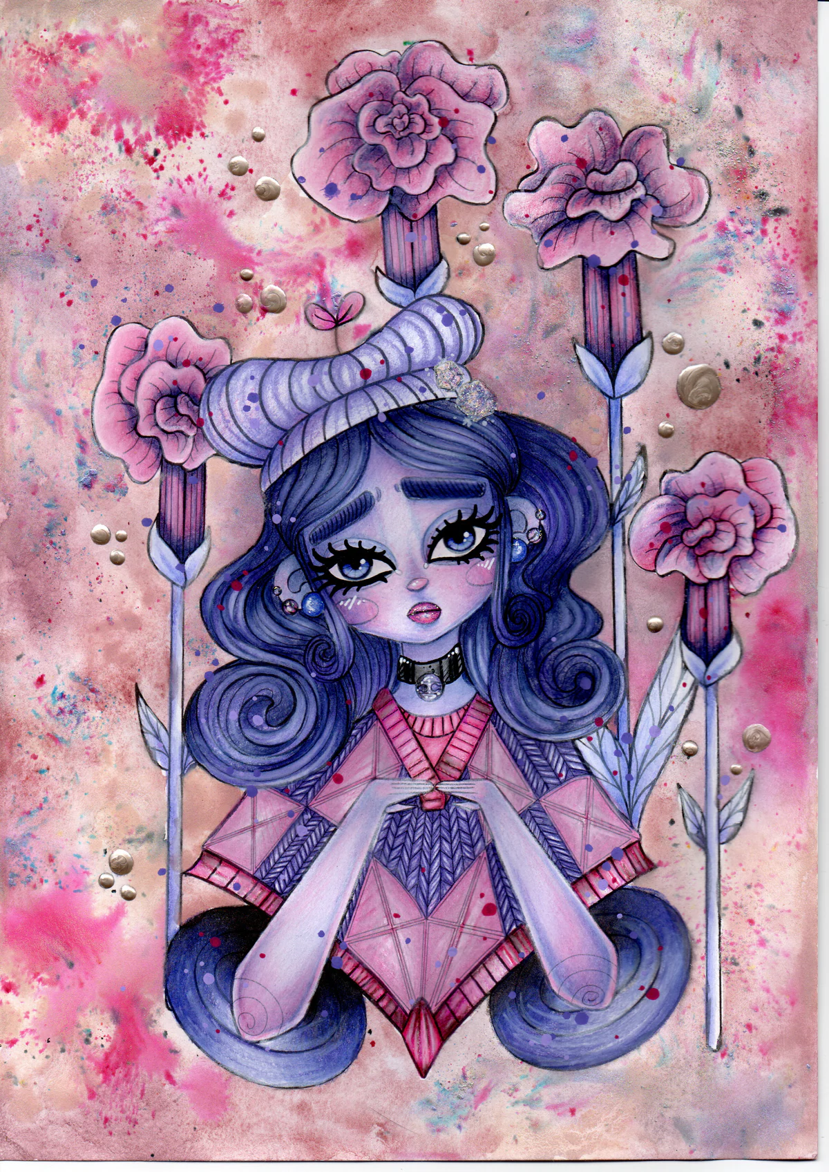 Flower Girl mise en couleurs dans des tons roses et violets