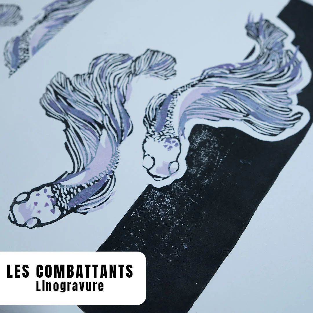 Aperçu de "Les Combattants" - Linogravure Limitée