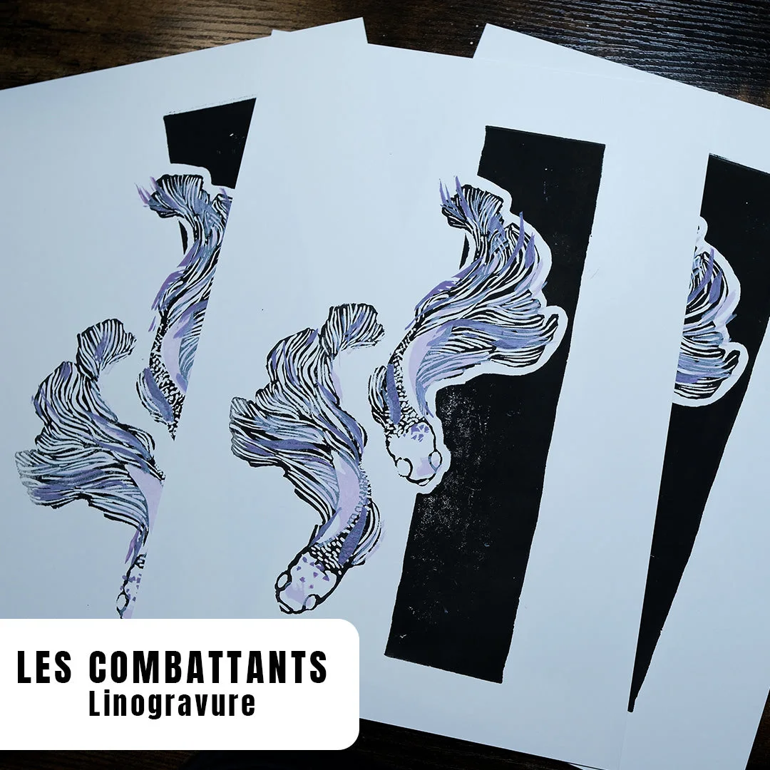 Autre aperçu de "Les Combattants" - Linogravure Limitée
