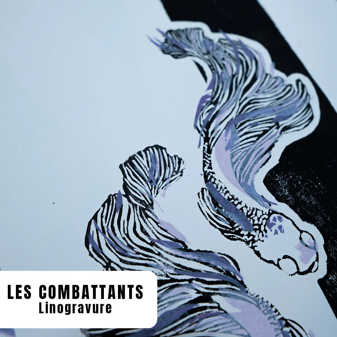 Autre aperçu de "Les Combattants" - Linogravure Limitée