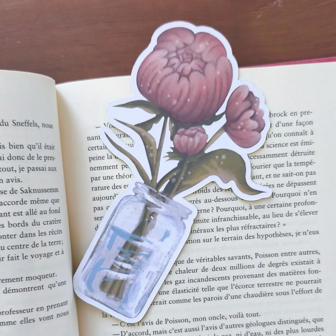 Aperçu de Marque-page Camélia - Illustration Florale Artisanale
