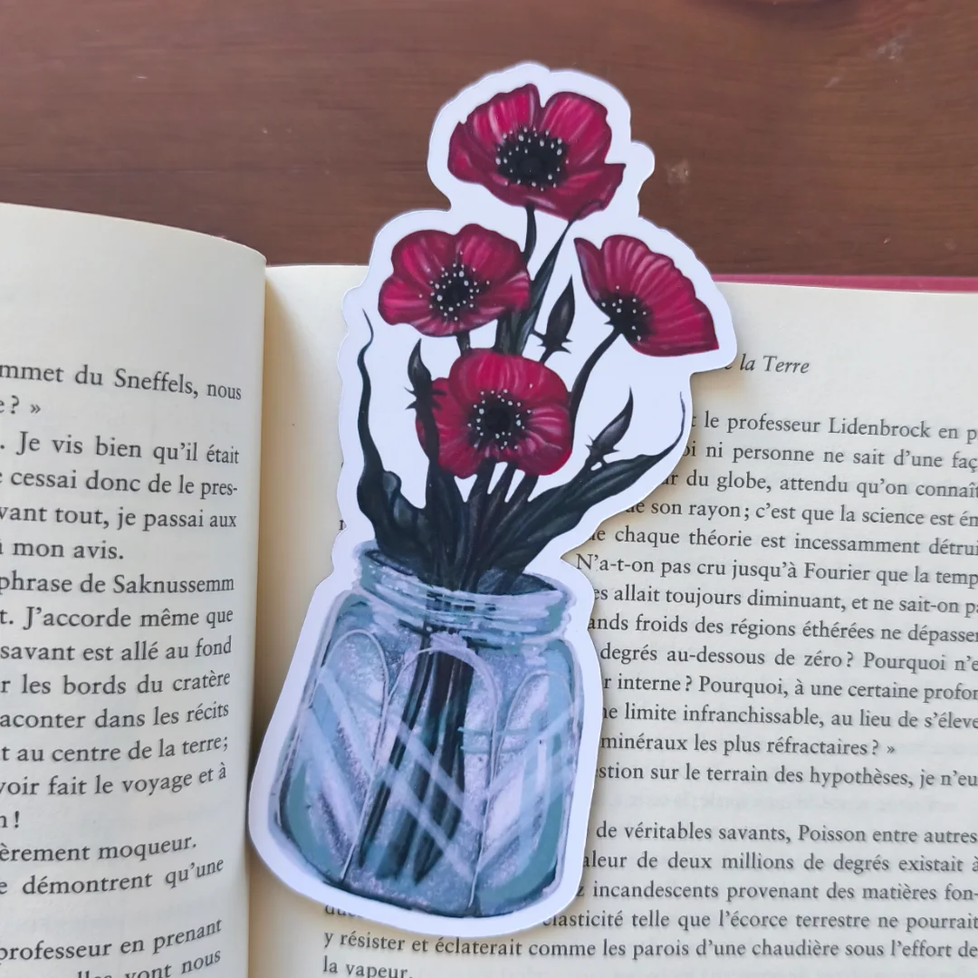 Aperçu de Marque-page Coquelicot - Illustration Florale Artisanale
