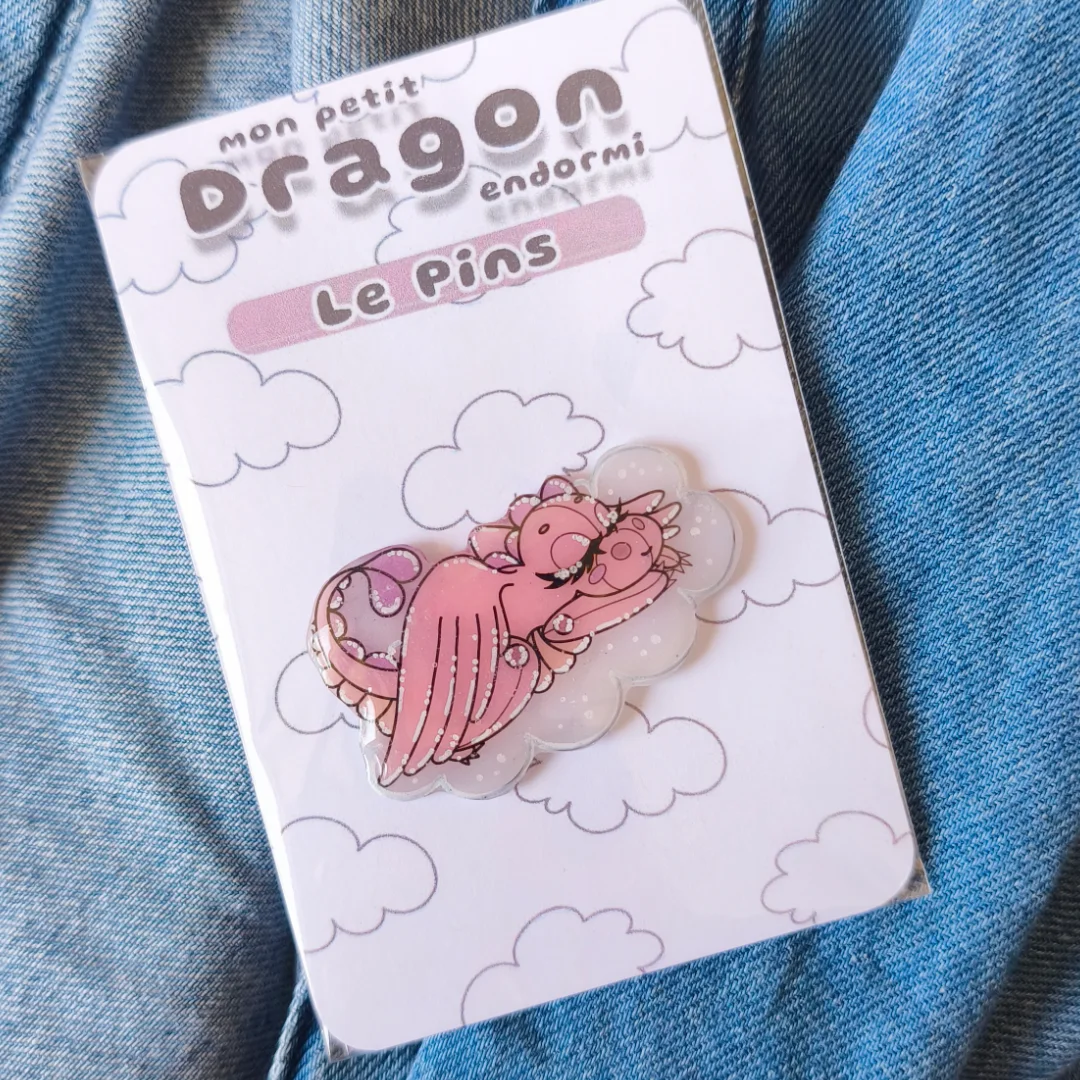 Autre aperçu de Pin's Artisanal Fait Main - "Mon Petit Dragon Endormi"